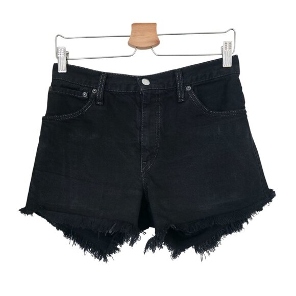 Levi's Pants - Levi's Black High-Rise Distressed Denim Shorts With Frayed Hem Sz 32x4